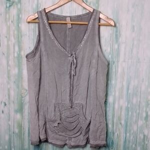 Tredy German Boho Gray Distressed Tank Top US Large EUR 44